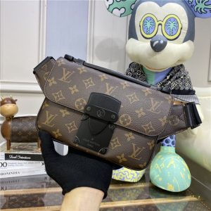 Louis Vuitton S Lock Sling Monogram Macassar Canvas Black