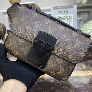 Louis Vuitton S Lock Sling Monogram Macassar Canvas Black