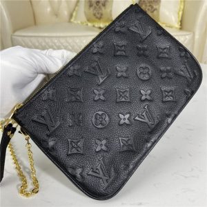 Louis Vuitton Double Zip Pochette Monogram Empreinte Leather Black