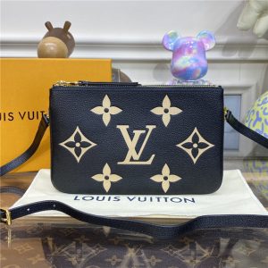 Louis Vuitton Double Zip Pochette Bicolor Monogram Empreinte Leather