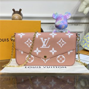 Louis Vuitton Pochette Felicie Bicolor Monogram Empreinte Leather Pink