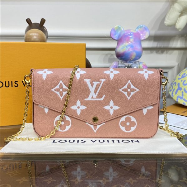 Louis Vuitton Pochette Felicie Bicolor Monogram Empreinte Leather Pink