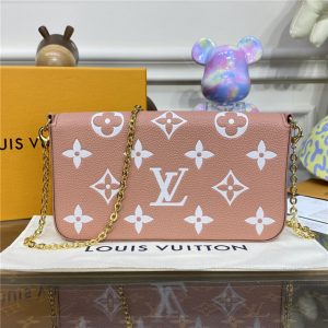 Louis Vuitton Pochette Felicie Bicolor Monogram Empreinte Leather Pink