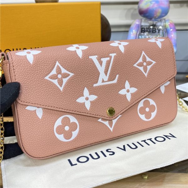 Louis Vuitton Pochette Felicie Bicolor Monogram Empreinte Leather Pink